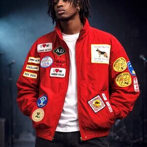 Rare Vintage Red USA Unique Dog Jacket Med Large XL Tyler The Creator Style